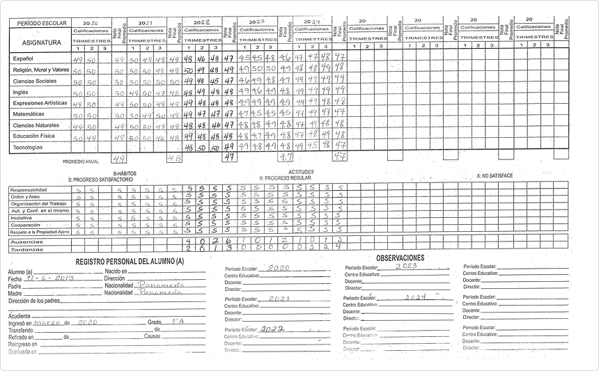 Ejemplo de documento escaneado